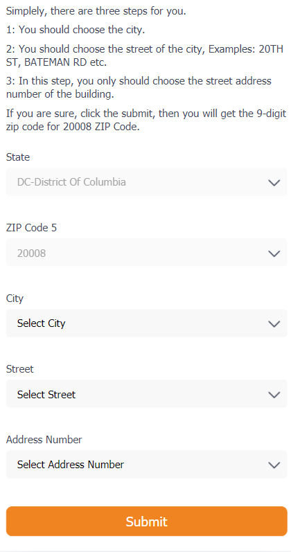 USA ZIP Code 5+4 Search Help